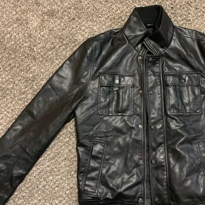 Vintage Leather Jacket Full Zip Black